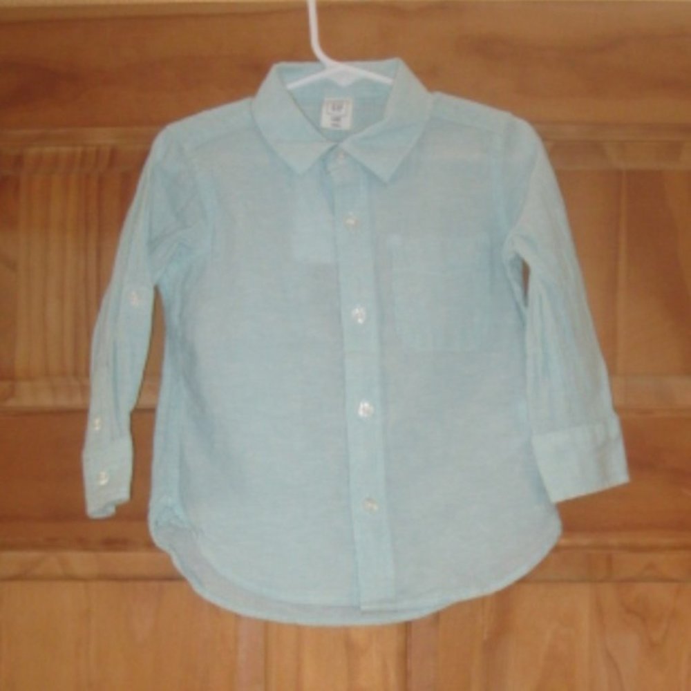 5/$30 Boys Baby Gap Green Long Sleeve Button Down Shirt